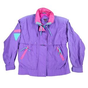 Learsi Vintage 90s Windbreaker Jacket Medium Purple Pink Colorblock Deadstock